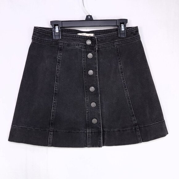 Madewell Metropolis Snap Jean Skirt Size 4 Black Button Up Mini Denim - Picture 1 of 9